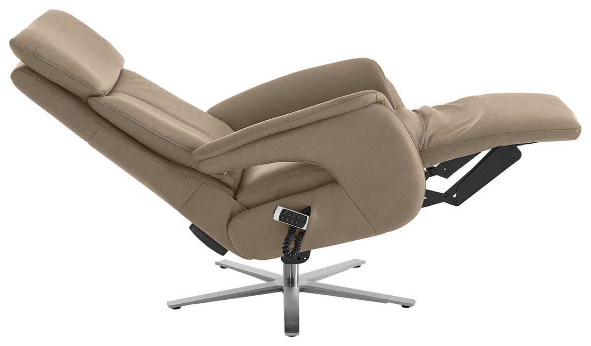 RELAXSESSEL in Leder Hellbraun  - Hellbraun/Edelstahlfarben, Design, Leder/Metall (70/124/85cm) - Cantus