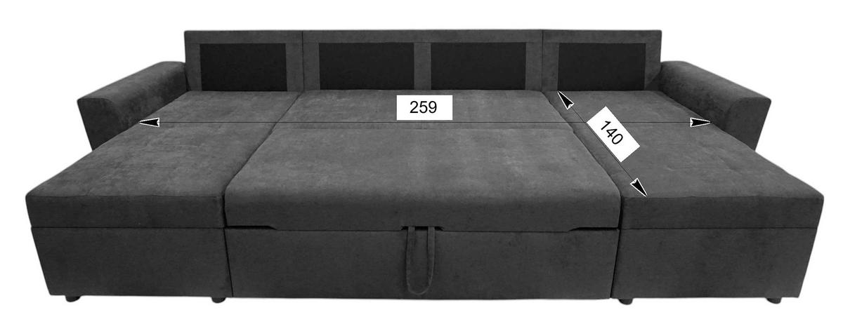 WOHNLANDSCHAFT TERMOLI Anthrazit Cord  - Anthrazit/Schwarz, Design, Kunststoff/Textil (155/296/155cm) - MID.YOU