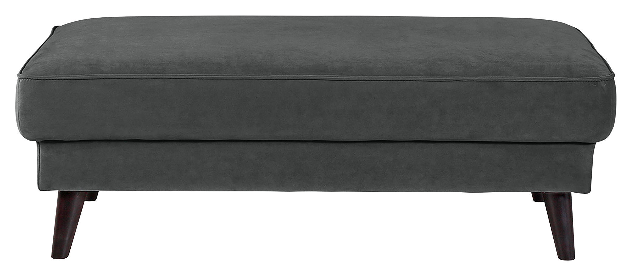 HOCKER Velours Anthrazit - Wengefarben/Anthrazit, MODERN, Holz/Textil (123/45/74cm) - Trendmanufaktur