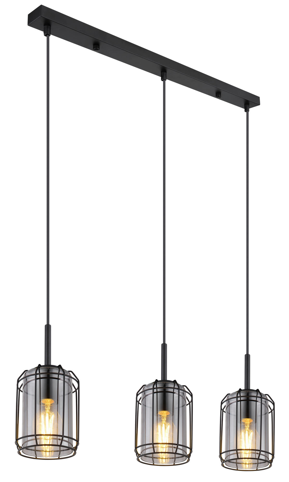 HÄNGELEUCHTE 77/13/120 cm    - Schwarz, Design, Glas/Metall (77/13/120cm) - Globo
