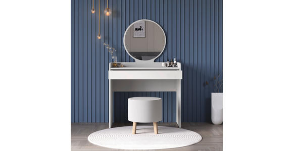 SCHMINKTISCH 90/47/142 cm, Weiß  - Weiß, Design, Glas/Holzwerkstoff (90/47/142cm) - Carryhome