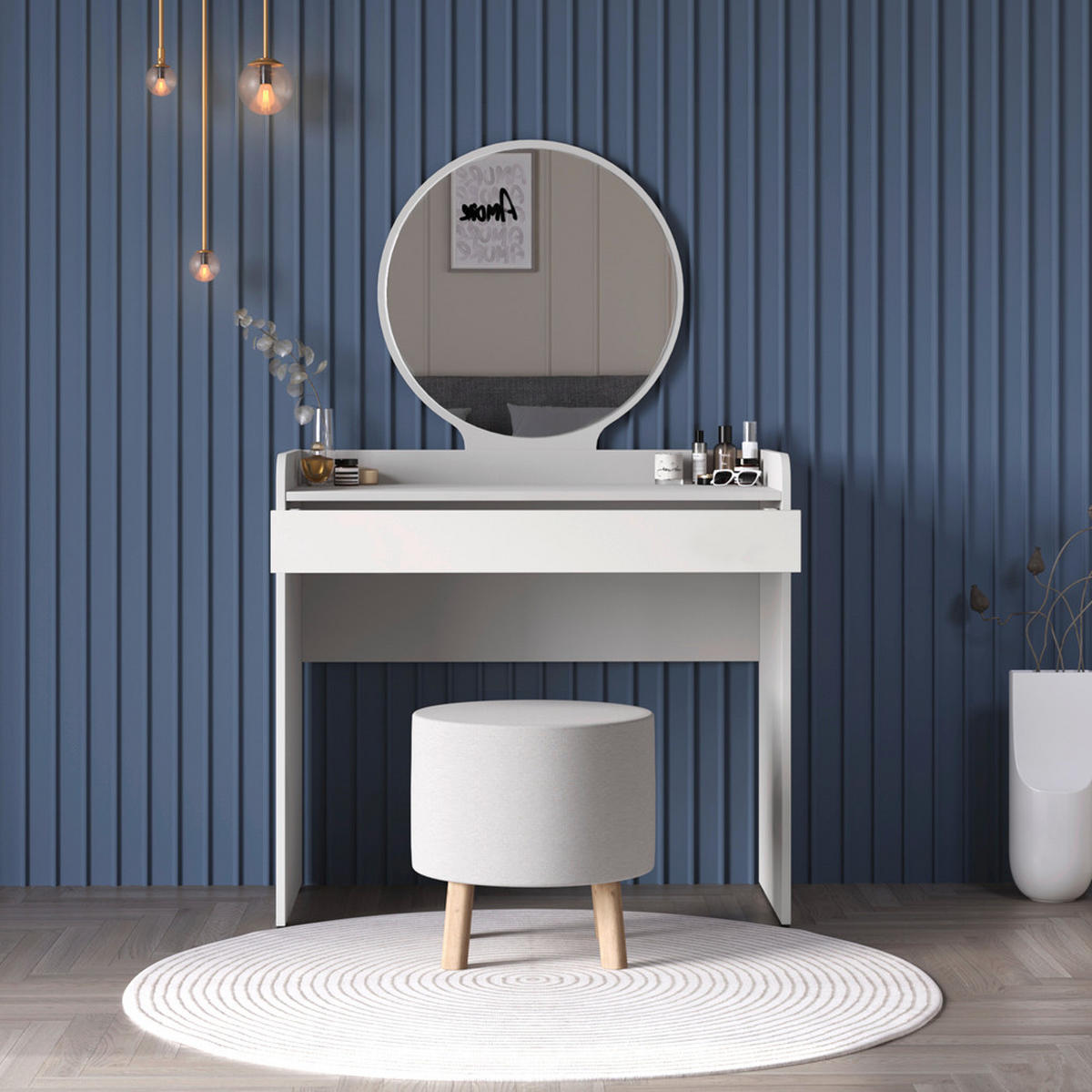 SCHMINKTISCH Weiß  - Weiß, Design, Glas/Holzwerkstoff (90/47/142cm) - Carryhome