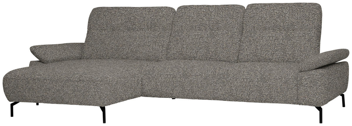 ECKSOFA in Flachgewebe, Chenille Hellbraun  - Hellbraun/Schwarz, Design, Textil/Metall (165/318cm) - Xora
