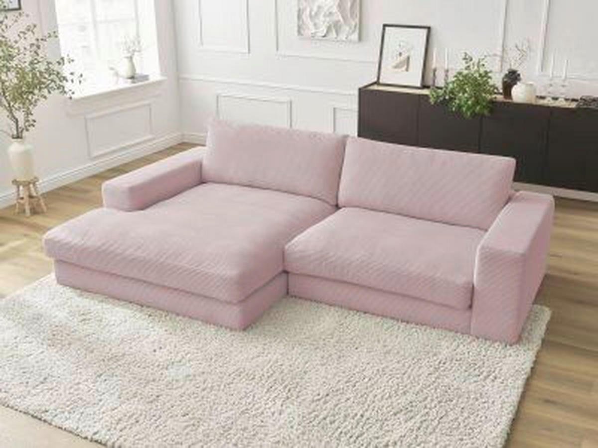 ECKSOFA  LEONARD Violett Cord  - Violett/Schwarz, MODERN, Kunststoff/Textil (159/274cm)