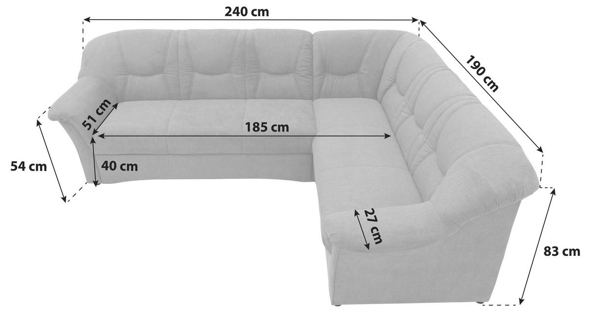 ECKSOFA Dunkelblau Mikrofaser  - Schwarz/Dunkelblau, KONVENTIONELL, Kunststoff/Textil (240/190cm) - MID.YOU