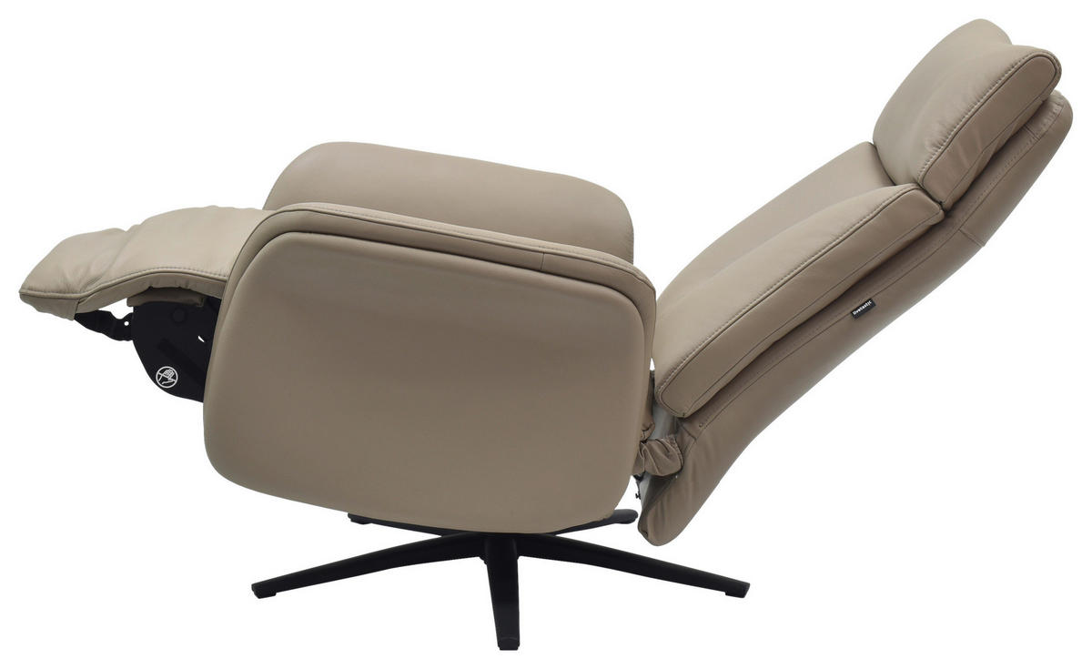 RELAXSESSEL Echtleder    - Schwarz/Grau, Design, Leder/Holz (75/109/84/148/84cm) - Livetastic