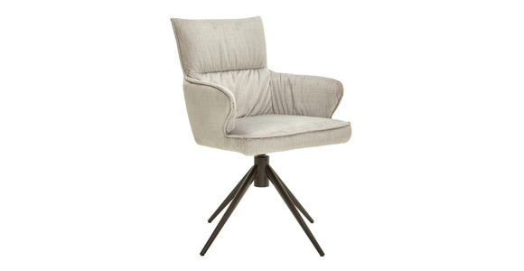 ARMLEHNSTUHL in Eisen Velours - Hellgrau/Schwarz, Design, Textil/Metall (58/91/62cm) - Dieter Knoll