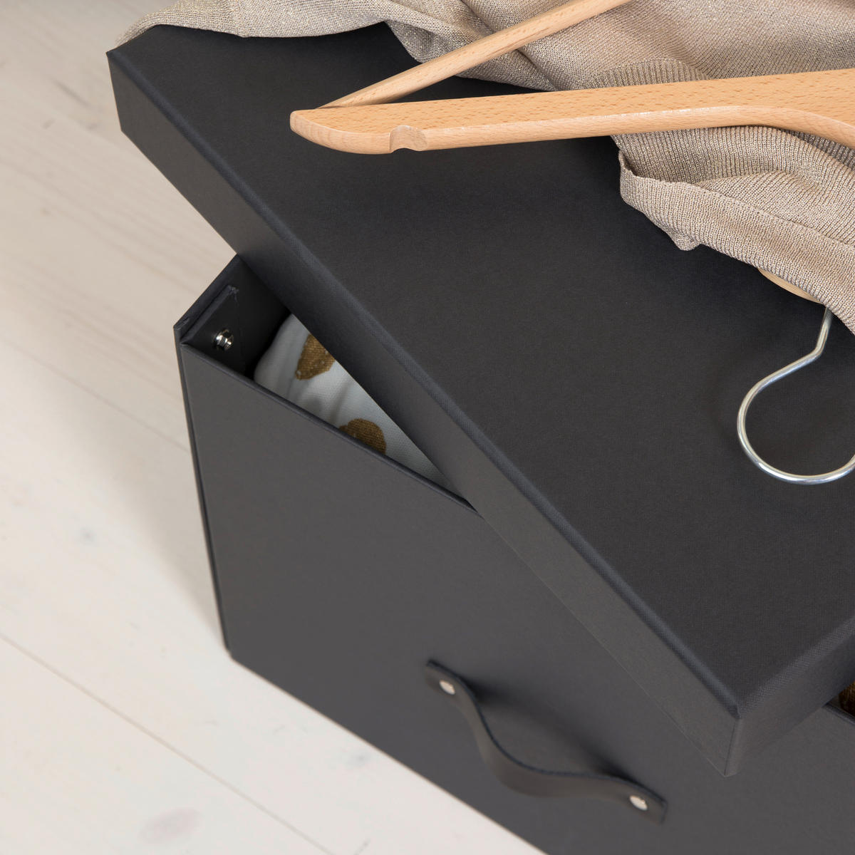 AUFBEWAHRUNGSBOX - Dunkelgrau/Grau, Basics, Karton/Papier (38/28.5/50.5cm)