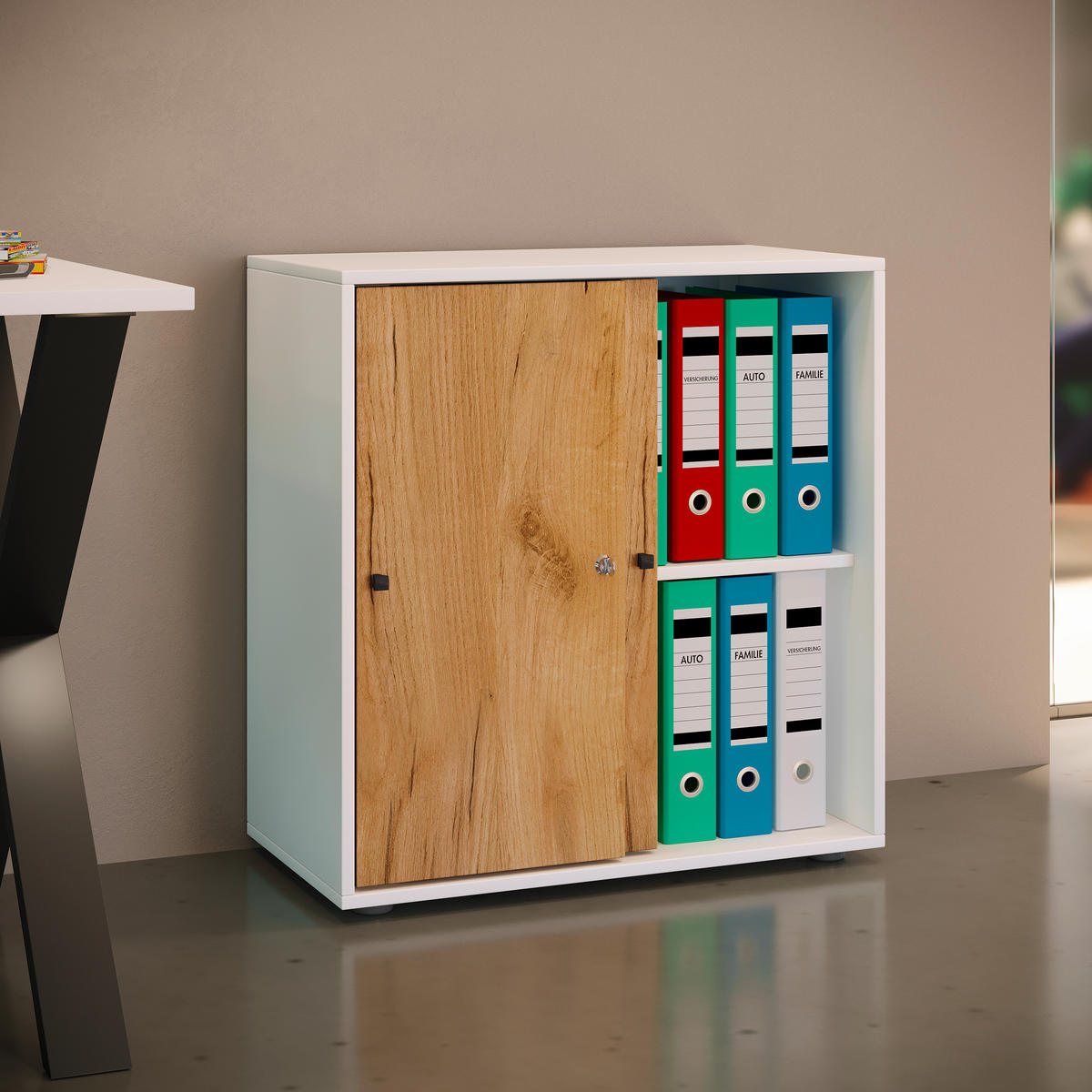 ARKIVHYLLA 70/74/37 cm  - honungsek/vit, Design, trämaterial/plast (70/74/37cm) - MID.YOU