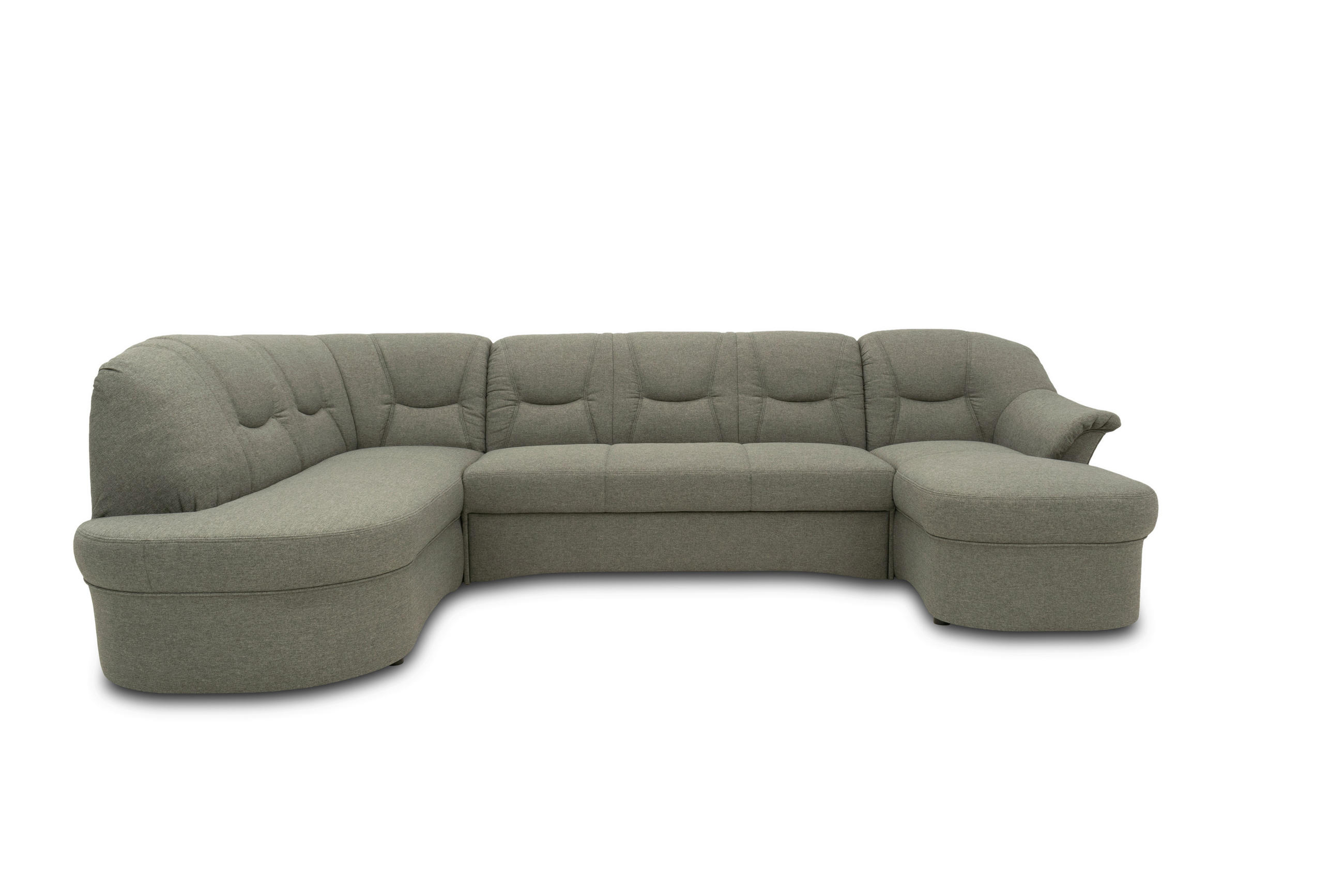 WOHNLANDSCHAFT Graubraun Mikrofaser  - Graubraun/Schwarz, KONVENTIONELL, Kunststoff/Textil (180/295/146cm) - MID.YOU