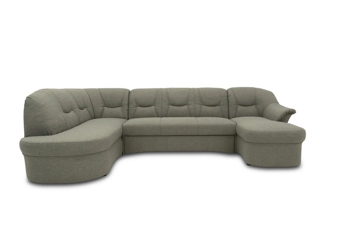 WOHNLANDSCHAFT Graubraun Mikrofaser  - Graubraun/Schwarz, KONVENTIONELL, Kunststoff/Textil (180/295/146cm) - MID.YOU