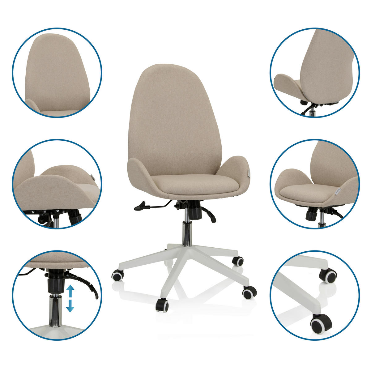 DREHSTUHL Flachgewebe Beige  - Beige/Weiß, Basics, Kunststoff/Textil (56/104/58cm) - MID.YOU