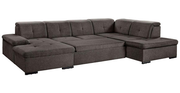 WOHNLANDSCHAFT Schwarz Chenille  - Schwarz/Grau, KONVENTIONELL, Kunststoff/Textil (240/340/188cm) - Carryhome