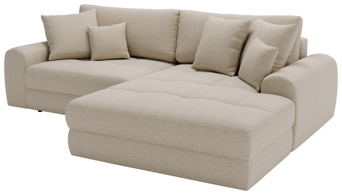 ECKSOFA LORSON Beige Struktur  - Beige/Schwarz, Design, Kunststoff/Textil (290/208cm) - Livetastic