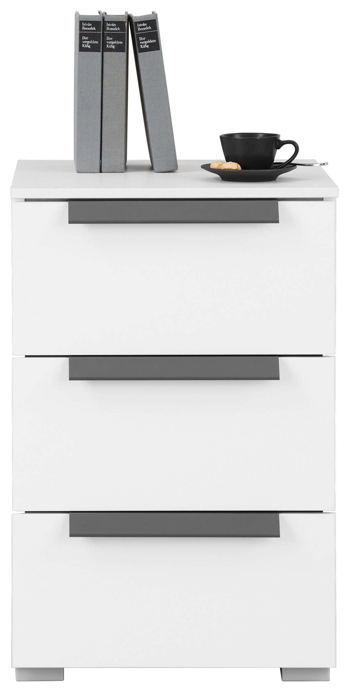 NACHTKÄSTCHEN 40/61/42 cm  in Weiß, Weiß Hochglanz  - Weiß Hochglanz/Graphitfarben, Design, Holzwerkstoff/Kunststoff (40/61/42cm) - Xora