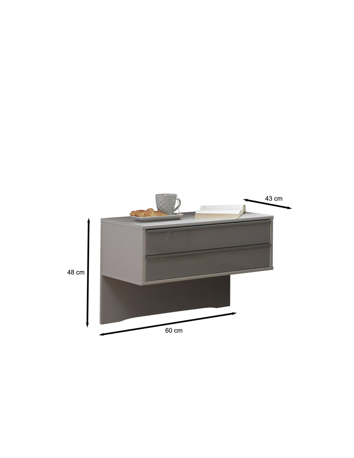 NACHTKÄSTCHEN 60/48/43 cm  in Braun, Grau  - Braun/Grau, Design, Glas/Holzwerkstoff (60/48/43cm) - Dieter Knoll
