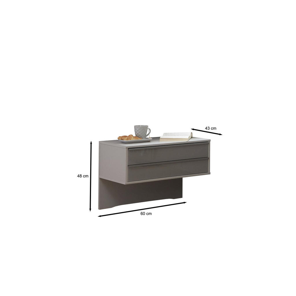 Thumbnail - Dieter Knoll Nachtschrank, Braun, Grau, Metall, 2 Schubladen, 60x48x43 cm, Typenauswahl, hängend, Schlafzimmer, Nachttis...