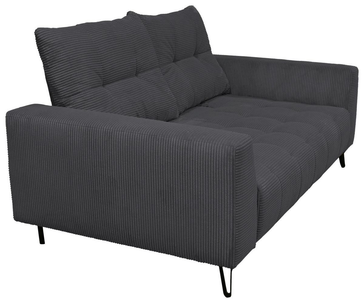 BIGSOFA Cord Anthrazit  - Anthrazit/Schwarz, KONVENTIONELL, Textil/Metall (246/100/116cm) - Carryhome