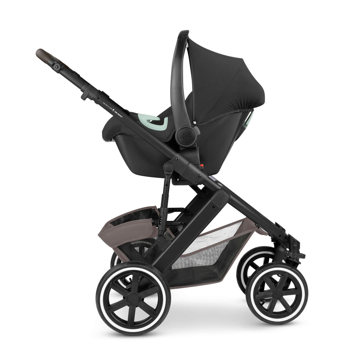 KINDERWAGENSET Salsa 5 Air Starter Set  - Graubraun/Schwarz, Basics, Textil/Metall (95.5/63/107,5cm) - ABC Design