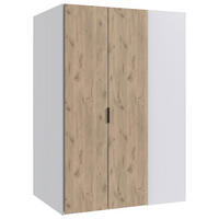 BEGEHBARER ECKSCHRANK in  - Weiss/Eichefarben, Konventionell, Holzwerkstoff/Metall (135,2/197/97cm) - Boxxx