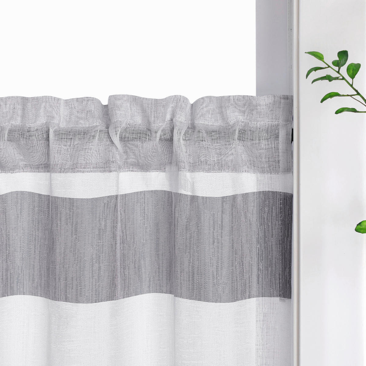 KURZGARDINE   120/45 cm   - Hellgrau/Weiß, KONVENTIONELL, Textil (120/45cm)