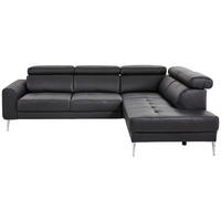 ECKSOFA Echtleder Schwarz  - Chromfarben/Schwarz, Design, Leder/Metall (262/213cm) - Hom`in
