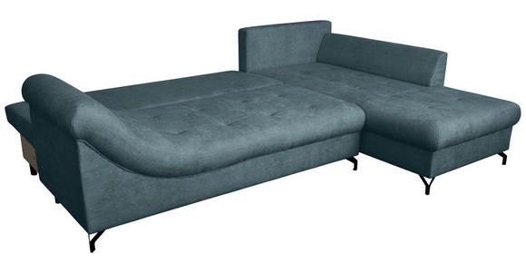 ECKSOFA Blau Struktur - Blau/Schwarz, KONVENTIONELL, Textil/Metall (274/194cm) - Carryhome