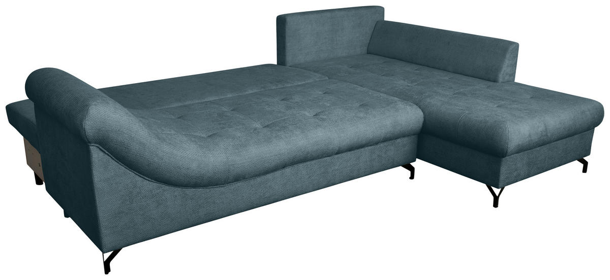 ECKSOFA Blau Struktur  - Blau/Schwarz, KONVENTIONELL, Textil/Metall (274/194cm) - Carryhome