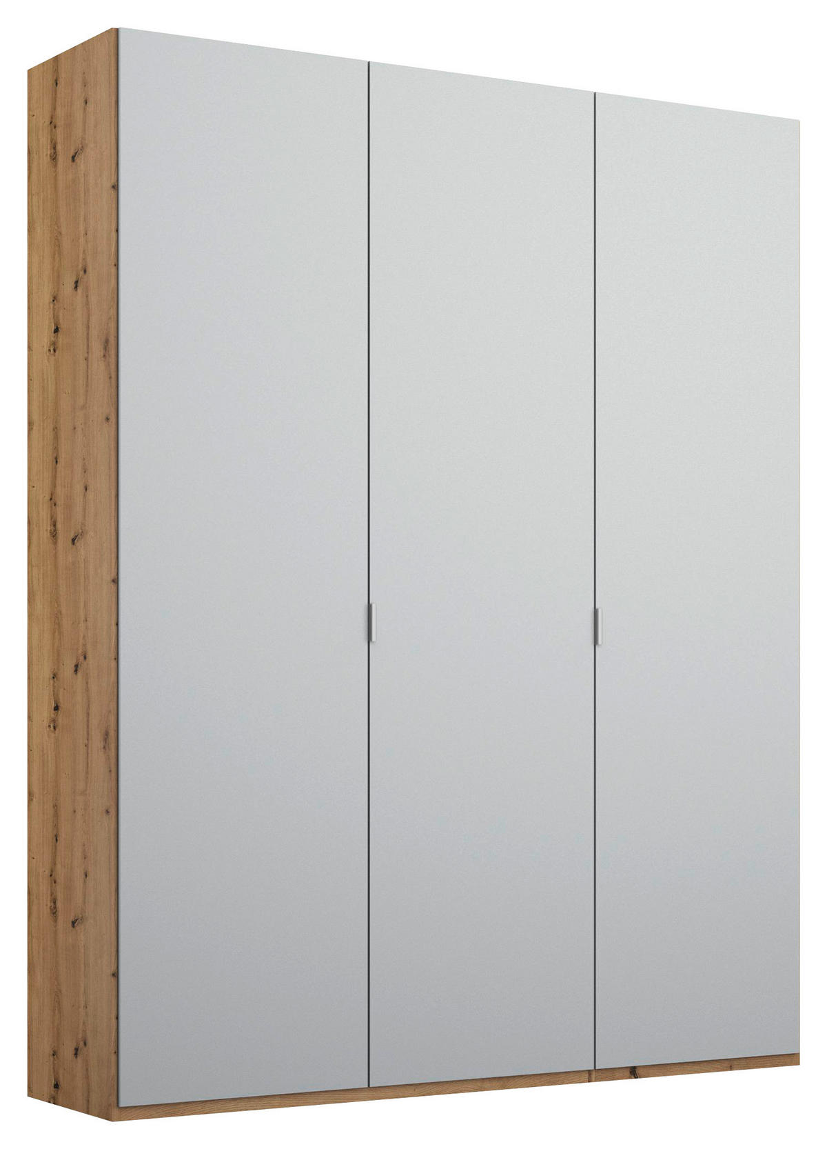 DREHTÜRENSCHRANK  in Grau, Eichefarben  - Eichefarben/Alufarben, Trend, Holzwerkstoff/Metall (151/223/60cm) - Stylife