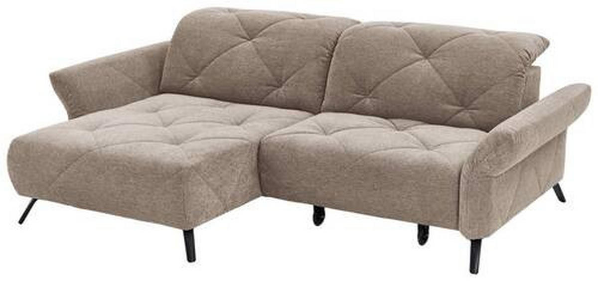 ECKSOFA in Webstoff Taupe  - Taupe/Schwarz, Design, Textil/Metall (173/244cm) - Moderano