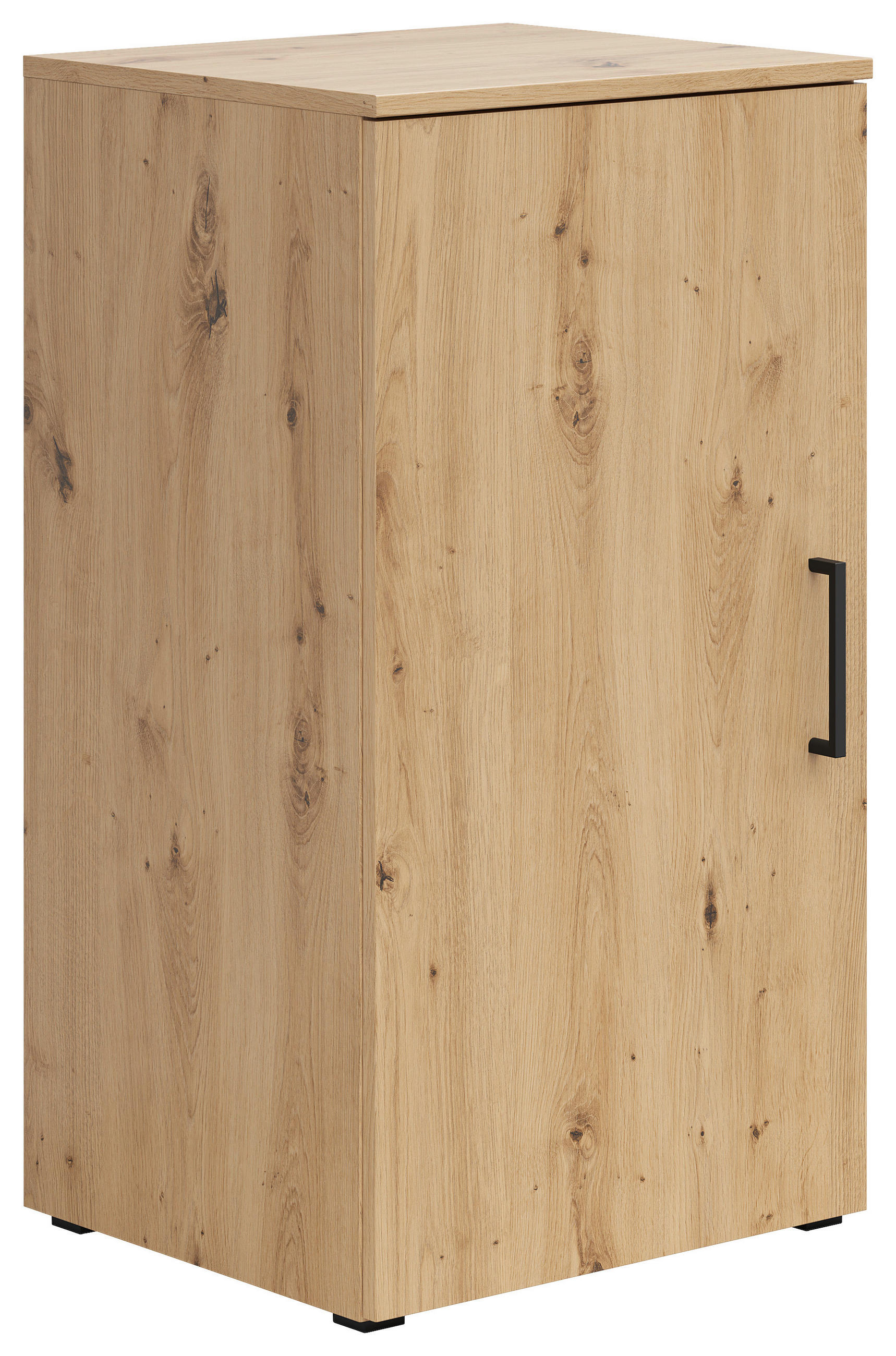 KOMODA, dub artisan, 45/83/40 cm - bílá/černá, Moderní, kompozitní dřevo/plast (45/83/40cm) - Carryhome