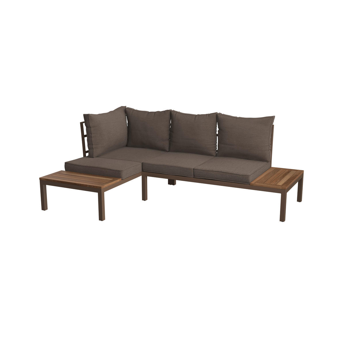 LOUNGEGARNITUR  138/207 cm  Akazie vollmassiv Stahl  - Naturfarben/Braun, MODERN, Holz/Metall (138/207cm) - Ambia Garden