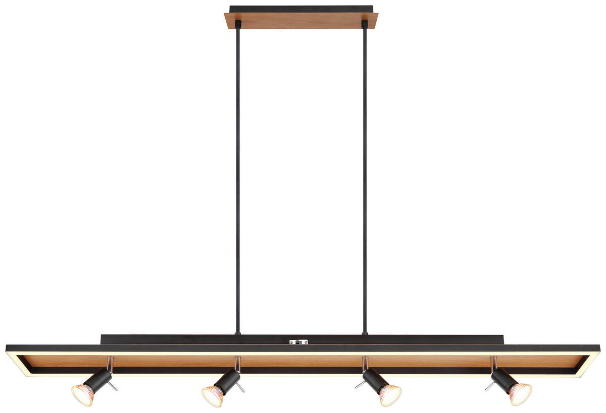 LED-HÄNGELEUCHTE 116/12/120 cm    - Opal/Schwarz, Basics, Kunststoff/Metall (116/12/120cm) - Globo