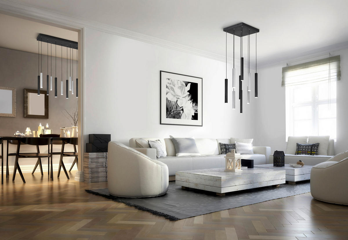 LED-HÄNGELEUCHTE CIVETO 35/35/240 cm  - Schwarz/Nickelfarben, Design, Metall (35/35/240cm) - Trio Leuchten