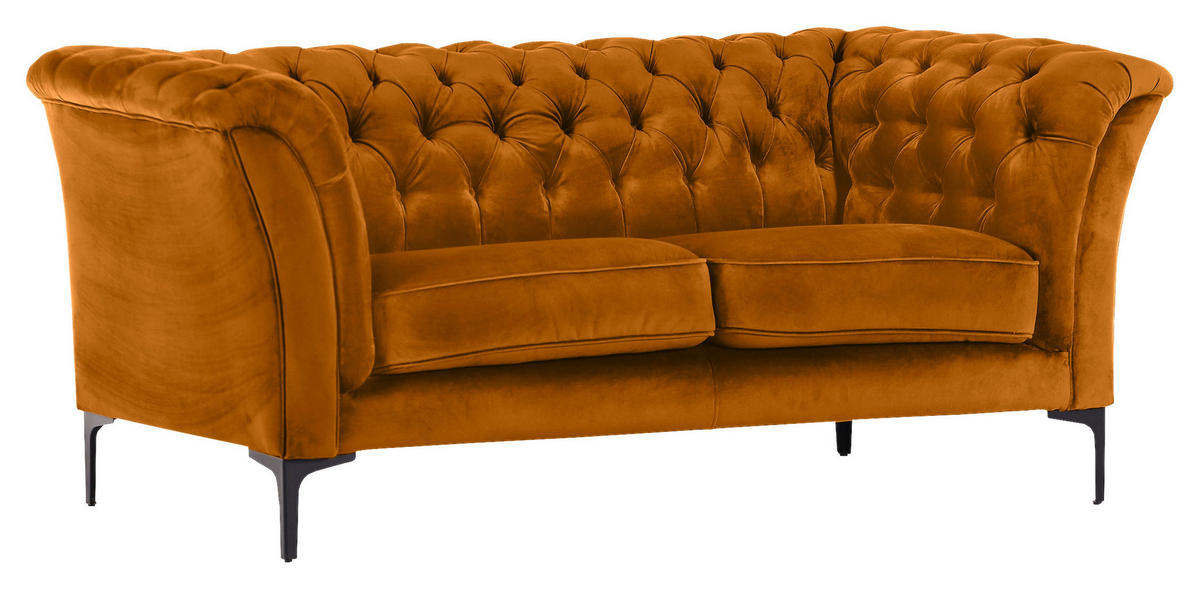 CHESTERFIELD-SOFA Gelb Flachgewebe  - Gelb/Schwarz, LIFESTYLE, Textil/Metall (195/80/100cm) - Landscape