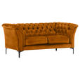 CHESTERFIELD-SOFA Gelb Flachgewebe  - Gelb/Schwarz, LIFESTYLE, Textil/Metall (195/80/100cm) - Landscape