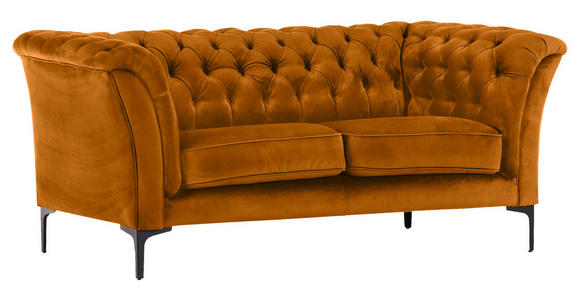 CHESTERFIELD-SOFA Gelb Flachgewebe  - Gelb/Schwarz, LIFESTYLE, Textil/Metall (195/80/100cm) - Landscape