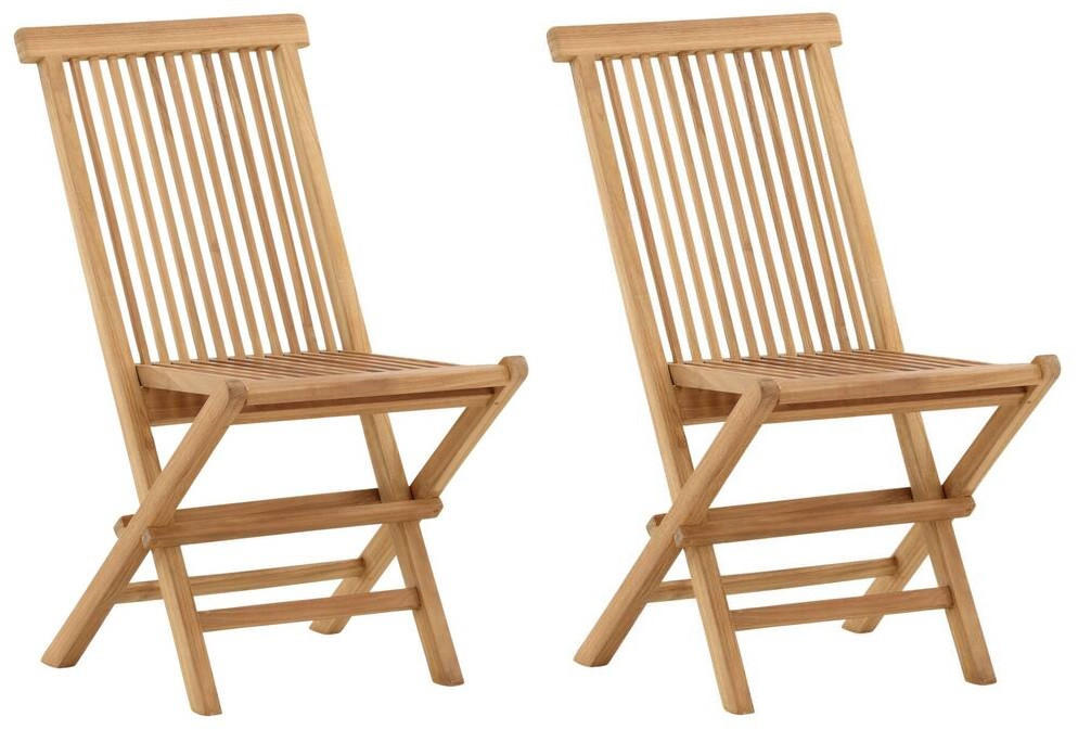 Klappstuhl 2er-Set Teakholz Teakfarben  - Teakfarben, KONVENTIONELL, Holz (47/89/62cm) - Gardenson