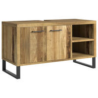 WASCHBECKENUNTERSCHRANK 116/64/50 cm  - Schwarz/Naturfarben, Natur, Holz/Metall (116/64/50cm) - Livetastic
