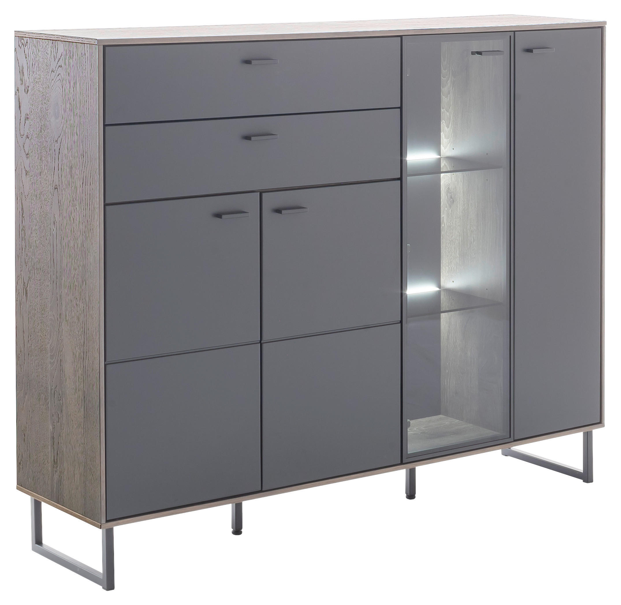 HÖG BYRÅ  i 148/118/37 cm  - svart/antracit, Design, metall/trämaterial (148/118/37cm) - MID.YOU