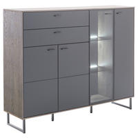 HÖG BYRÅ  i 148/118/37 cm  - svart/antracit, Design, metall/trämaterial (148/118/37cm) - MID.YOU