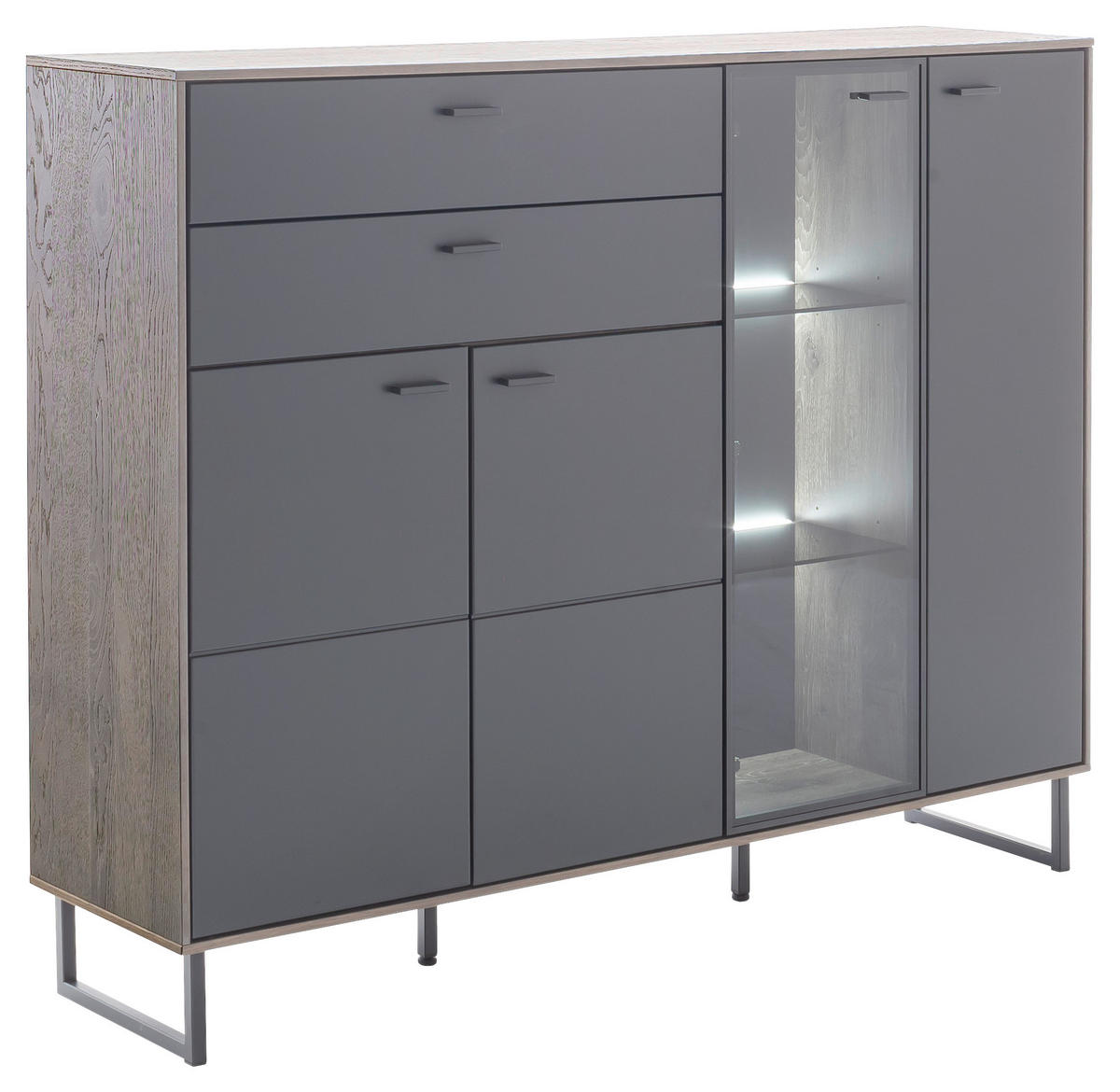 HÖG BYRÅ  i 148/118/37 cm  - svart/antracit, Design, metall/trämaterial (148/118/37cm) - MID.YOU