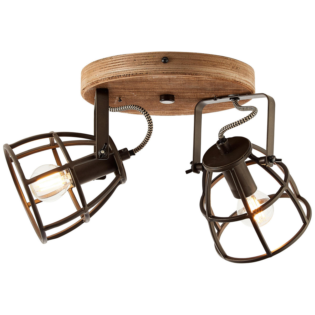 DECKENLEUCHTE     - Hellbraun/Schwarz, Natur, Holz/Metall (36/18/21cm) - Brilliant