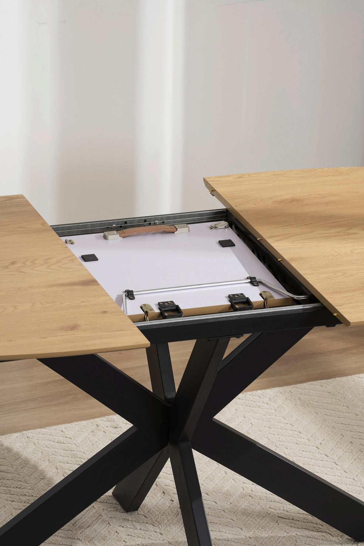 ESSTISCH 140/90/75 cm Nachbildung  Metall, Holzwerkstoff ausziehbar oval Eichefarben  - Eichefarben, MODERN, Holzwerkstoff/Metall (140/90/75cm) - MID.YOU