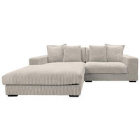 ECKSOFA  Cord Hellgrau  - Hellgrau/Schwarz, Design, Kunststoff/Textil (195/285cm) - MID.YOU