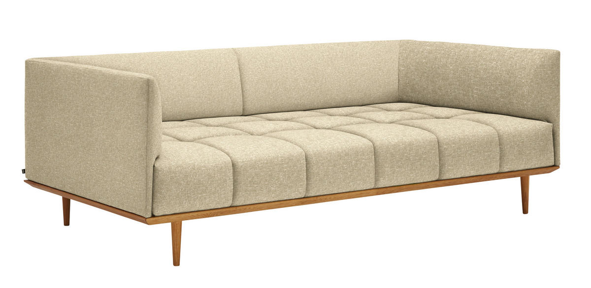 BIGSOFA in Flachgewebe Hellbraun  - Hellbraun, MODERN, Holz/Textil (220/77/120cm) - Joka