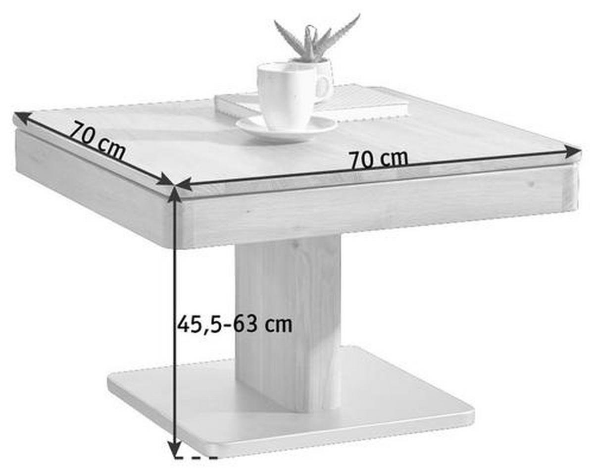 COUCHTISCH in Holz 70/70/45,5 cm  - Eichefarben/Alufarben, Natur, Holz/Holzwerkstoff (70/70/45,5cm) - Linea Natura