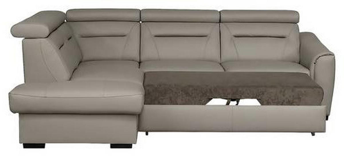 ECKSOFA  in Lederlook Echtleder Schlammfarben  - Wengefarben/Schlammfarben, Design, Leder/Holz (212/260cm) - Celina Home