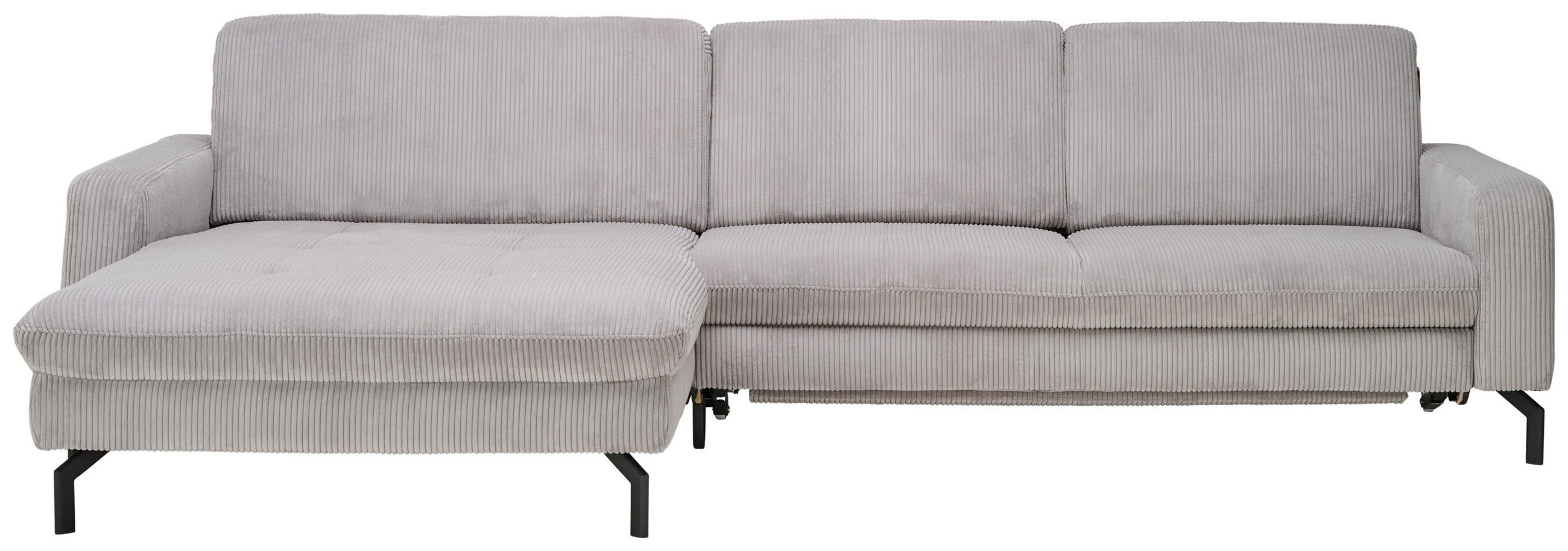 ECKSOFA Grau Cord  - Schwarz/Grau, Design, Textil/Metall (178/302cm) - Carryhome