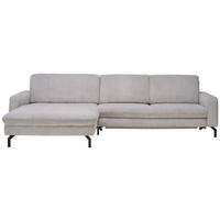 ECKSOFA in Cord Grau  - Schwarz/Grau, Design, Textil/Metall (178/302cm) - Beldomo Style